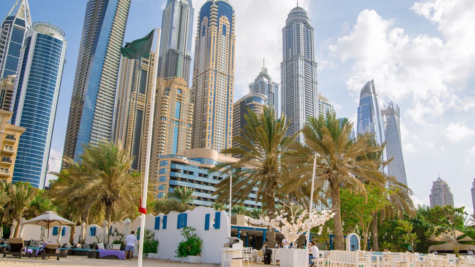 Jumeirah Beach Residence towers seen from the beach